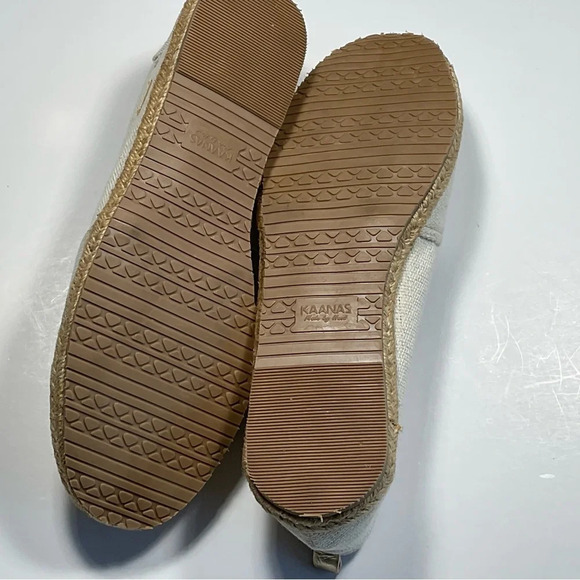 KAANAS Women's Espadrilles Sz 10 Marseille Cap Toe Two Toned Gold Jute Leather - Picture 6 of 8